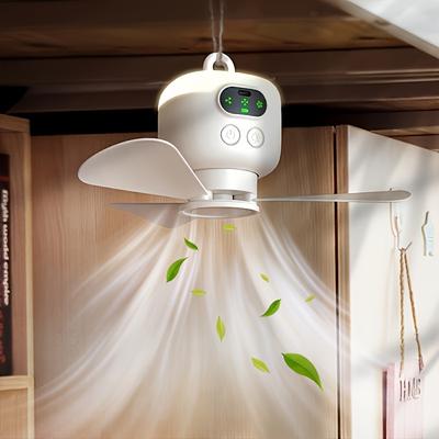 1ks Přenosný venkovní kempingový ventilátor se světlem, dobíjecí závěsný ventilátor s výkonem 8000 mAh a dálkovým ovládáním, čtyřstupňový, ideální pro koleje nebo outdoorová dobrodružství