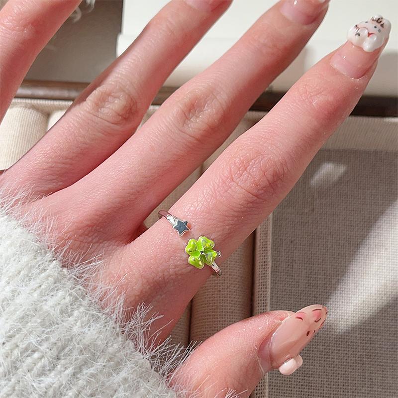 Y2K Four-Leaf Clover Star Ring For Women Trendy Star Geometric Wedding Party Jewelry Gift