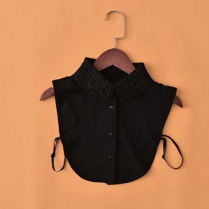 Adult Chiffon Floral Lace Fake Collar for Women Lapel Button Down Detachable Lapel Half Shirt False Collars Girls Nep Kraagie