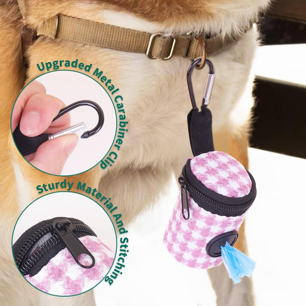 Hundeabfallbeutelspender aus Leder - Tragbarer Hundeabfallhalter mit Nachfüllbeuteln in verschiedenen Farben (gürtelloser Halter - langlebig und stylisch