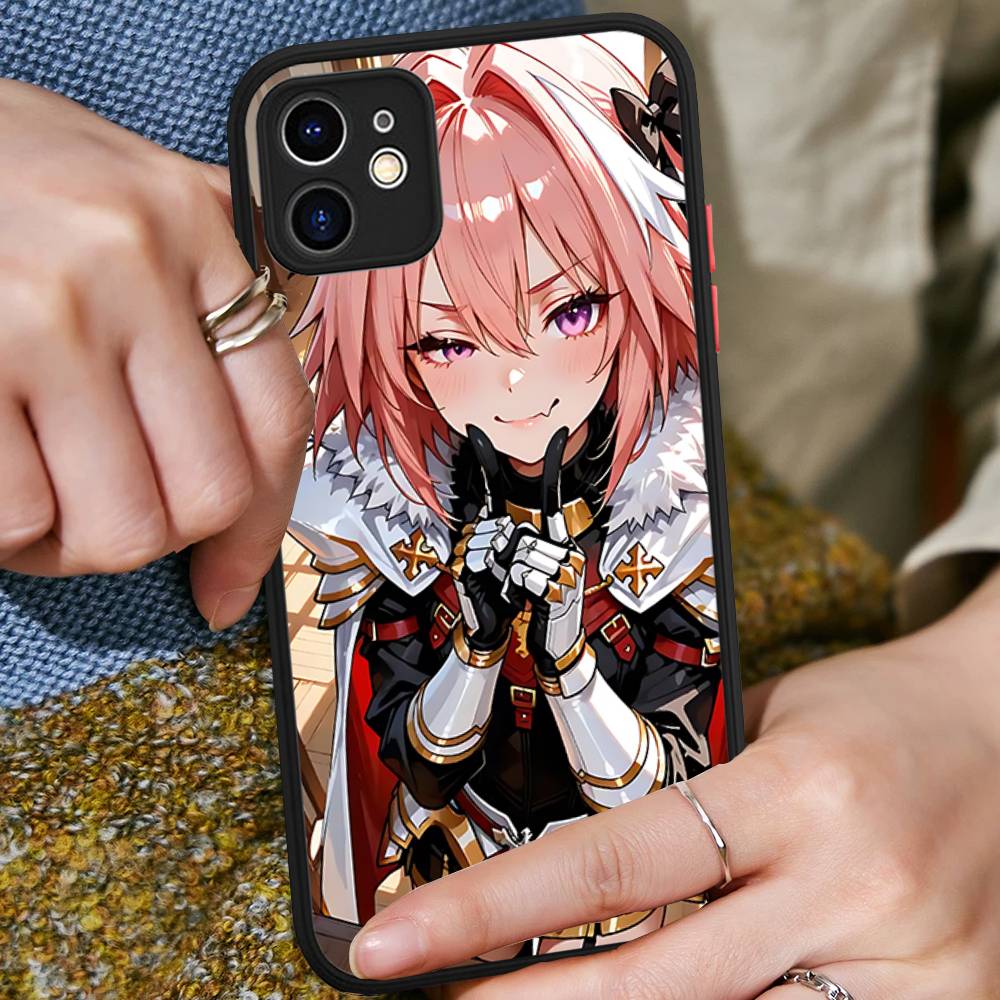 A-Astolfo Pink Cute Anime Girl Matte Transparent Phone Cover For IPhone Case 16 15 14 13 12 11 Pro Max X XS Max Plus