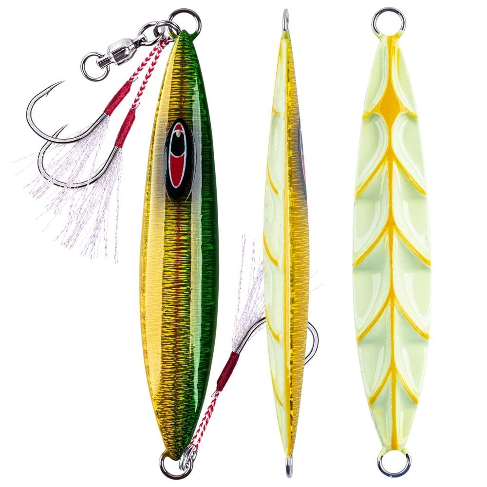 Goture Luminous Metal Jig Slow Jigging for Offshore Short Red and Set Set, Fishing, Fishing, Hairtail, Snapper, Yellowtail, Tuna, Amberjack, 150g,