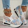Bestel een maat groter platform wedges damessneakers bloemenborduurwerk mesh sneakers voor dames instapper casual comfortabele schoenen met hak vrouw