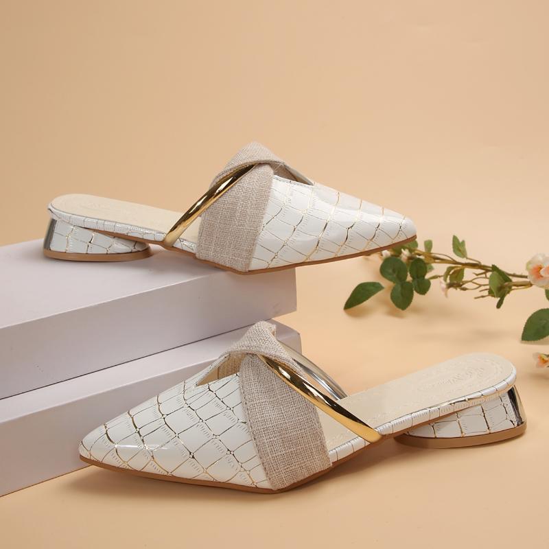 2026Elegant Heel Women Mules Summer New Sexy Pointed-Toe Ladies Slippers Slip on Leisure Ladies Office Shoes Pumps Women Sandals