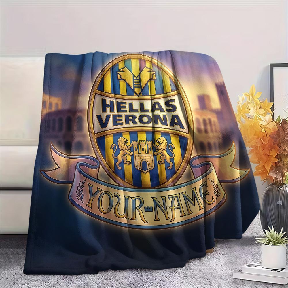 Custom Name Hellas Verona FC Flannel Blanket, High quality Comfortable for All Seasons, Home Decor, Warmth and Comfort
