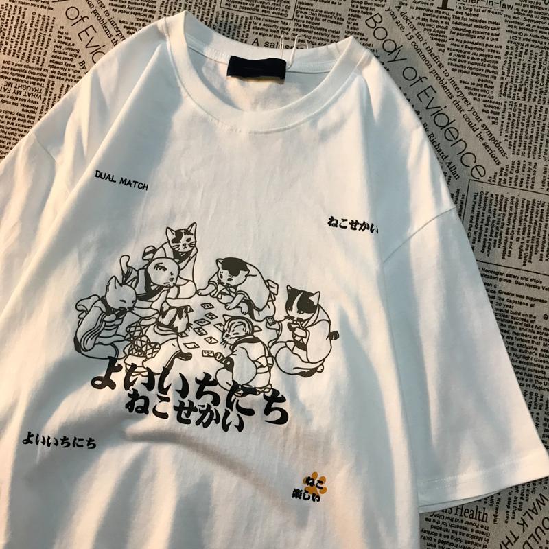 Det är som ett nytt år Amerikansk retro rolig tryckt kortärmad t-shirt med trendig dam- herr streetstil lös halvärm