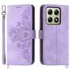 For Xiaomi 14T Case Flower Pattern PU Leather Wallet Phone Cover with Strap