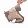 Winter New Knitted Tube Thick Middle Heel Martin Boots Women's Round Head Rear Zipper Versatile Velvet Leather Lace-up Short Boots Women