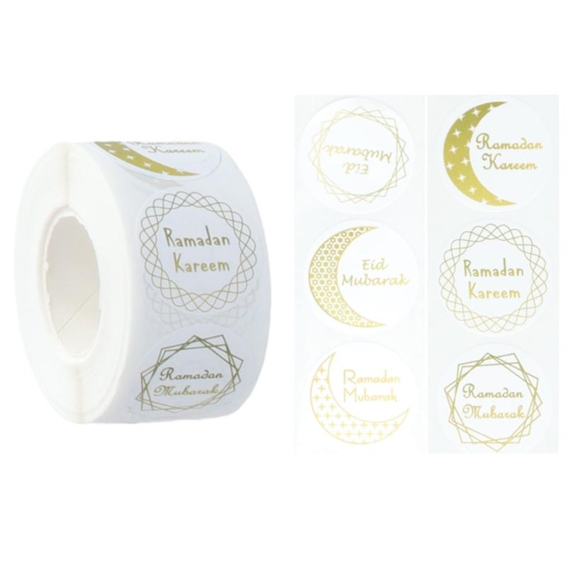 500 Pcs Round Sticker Eid Mubarak Seal Labels Festival Decorative Sticker Self-Adhesive Labels Sticker Party Supplies 1