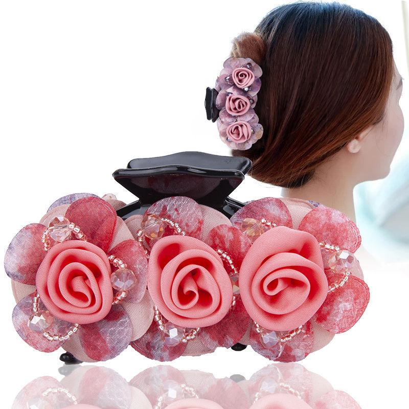 Blume Haarspange für Frauen, Elegante Haarklammer mit europäischer Spitze, Handgemachte Haarnadel für Hochsteckfrisuren