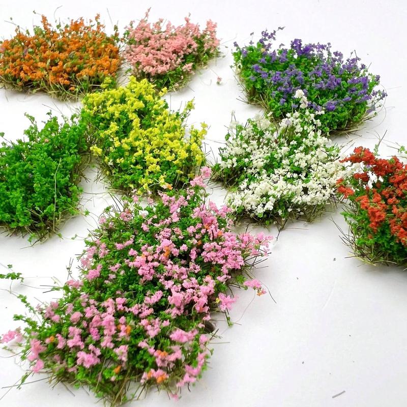 Grappolo di Fiori Artificiali in Miniatura Ciuffi d'Erba Strappabili Modello per Diorama Giardino Ferrovia Paesaggio Casa delle Bambole Artigianato Modellismo