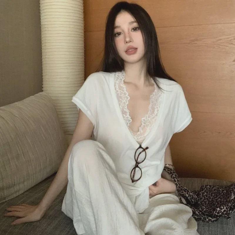 2024 Podzimní Dámská Sexy Průsvitná Vesta s Francouzskou Krajkou a Výšivkou