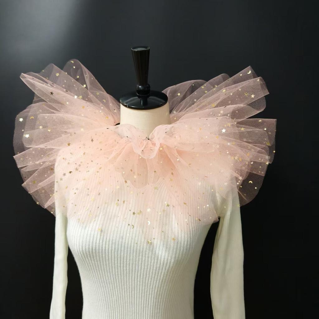 Perfect Match Halloween Mesh Stand Fake Collars Women Pleated Ruffles False Collars Shirt Dress Wedding Party Neck Ruff Scarf Neck Shawl