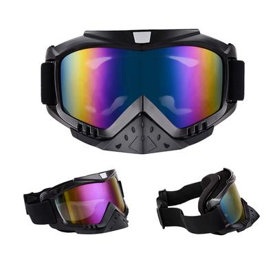 Motocross Skibril met Neusbeschermer Donkergrijs Zilver Print Outdoor Sport Skibril Winddichte Bril