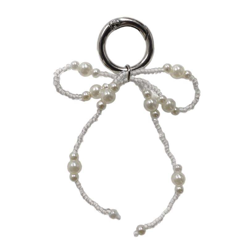 

Брелоки-брелоки з перлинним бісером і бантом, солодкі чудові підвіски, орнамент, брелок, прикраса рюкзака для жінок, дівчат 1 білий