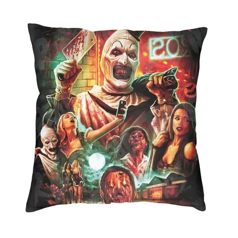 Horror Clown Halloween Movie Terrifier Cushion Cover Velvet Pillow Case Sofa Chair Square Pillowcase Living Room Decoration