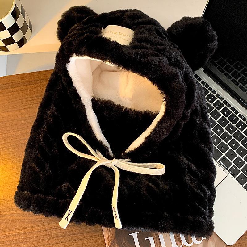 

Милая шапка-пуловер, женские осенние и зимние шапки, маски, ожерелья, интегрированные средства защиты от холода при езде на велосипеде, теплые и ветрозащитные щитки для лица one size чёрный