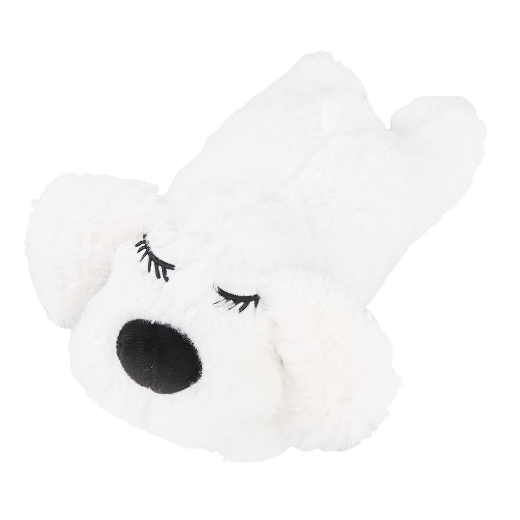 Heartbeat Puppy Toys Interactive Stuffed Animal Heartbeat Plush Toy for Pet Behavioral Sleep Calming Aid White