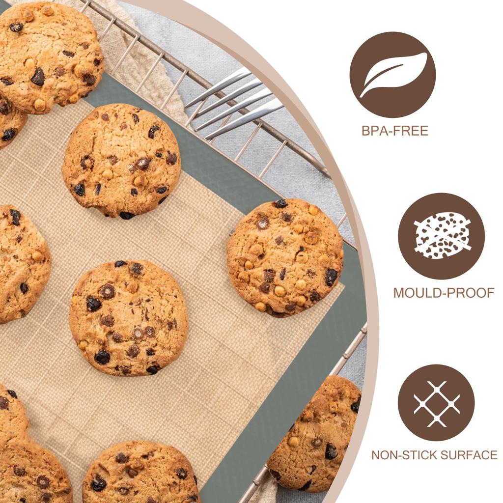 3PC 11/16" Silicone Baking Mat Rectangular Non-Stick Food Safe Baking Mat Nonstick Heat Resistant Oven Mats Toaster Liner Sheet