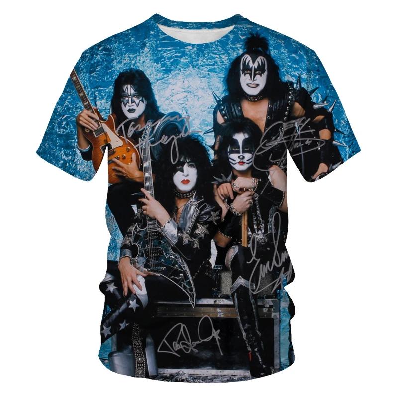 Classic Rock Kiss Band 3D Printed T-shirt Men Women Casual Fashion Hip Hop  Men Clothes Daily Comfortable Breathable O-neck Tees