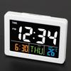 Color Large Screen LCD Electronic Desk Alarm Clock with Temperature Date Display  Less Than Br More Than (White )
