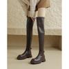 Stiefel mit dicker Sohle Damen Overknee-Stiefel Stretch-Skinny-Stiefel Braune Ritterstiefel Lederstiefel Hohe Kniehohe Stiefel