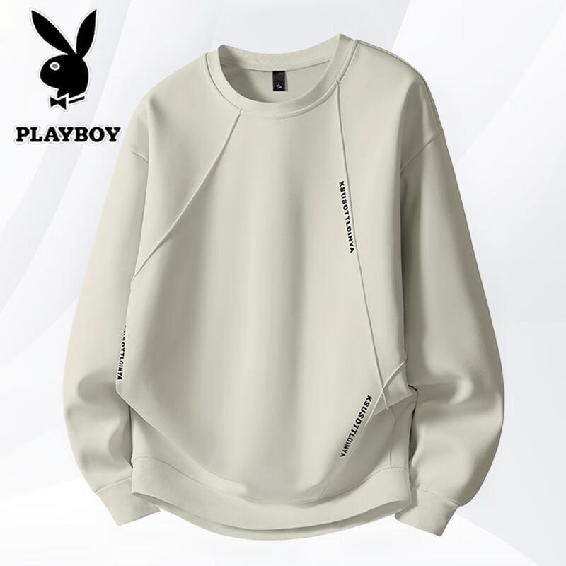 PLAYBOY Men's Casual Loose-Fit Round Neck Long-Sleeve Sweatshirt
