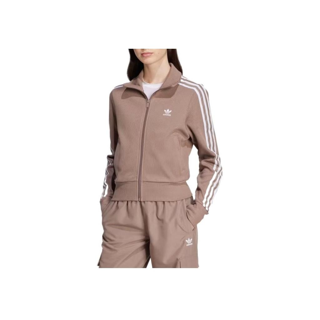 Adidas Originals Casual Comfortable Soft Fashion Stand Collar Jacket Women Jacket Brown JD4604