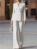 Double Breasted Suit Set with Gold Buttons in Multiple Colors