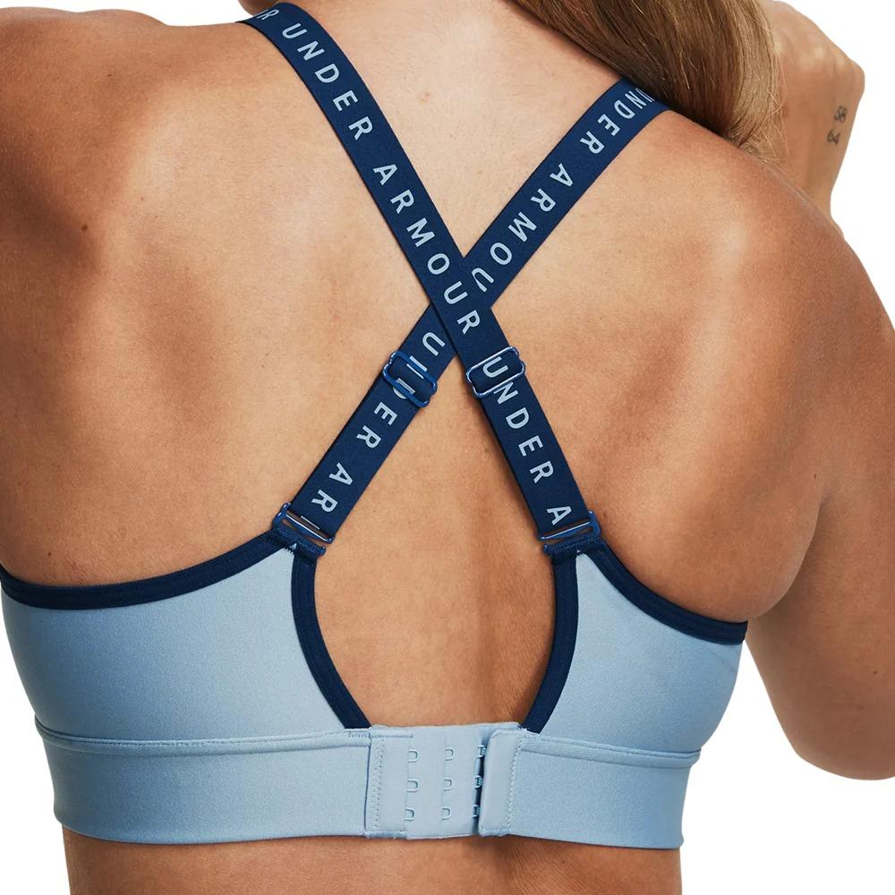 Under Armour Color Block Logo Sports Bra Women Sports Bras Blue 1363353-490