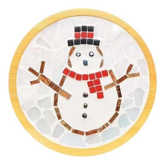 Handmade Christmas Present Ideas Mosaic Coaster DIY Kit, Festive Art Santa Wreath Acrylic Tile Supplies Snowman Pattern, Craft Kit for Adults, Holiday