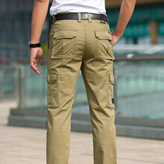 Men's Casual Straight-Leg Workwear Pants - Military Style, Spring/Autumn, Loose Fit, 9123