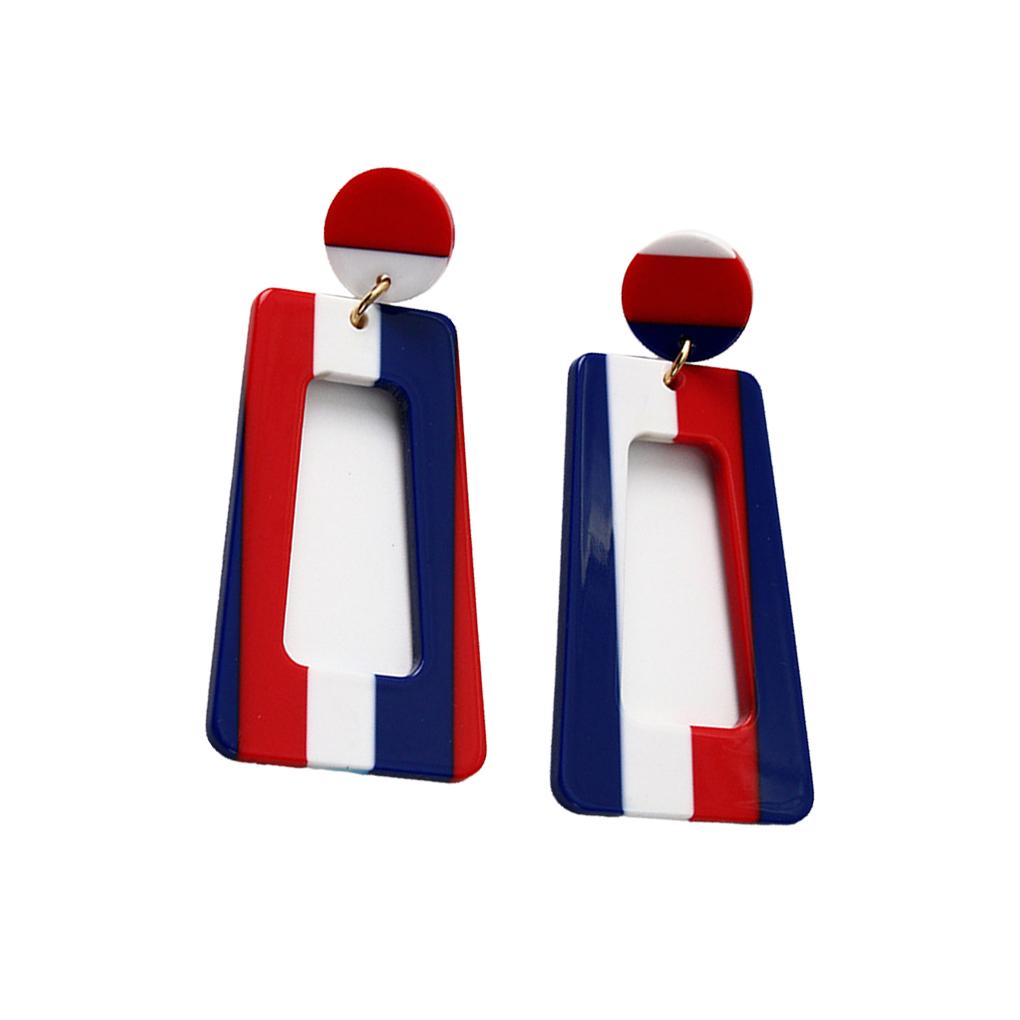 

Acrylic Chandelier Earrings Geometric Big American Independence Day Fashion Exaggerated Jewelry Hollow Earring Girls Accessories