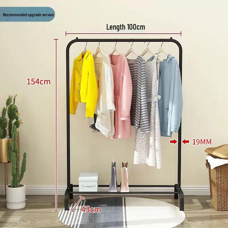 Extra Thick Floor Standing Clothes & Coat Rack for Bedroom, Balcony & Living Room