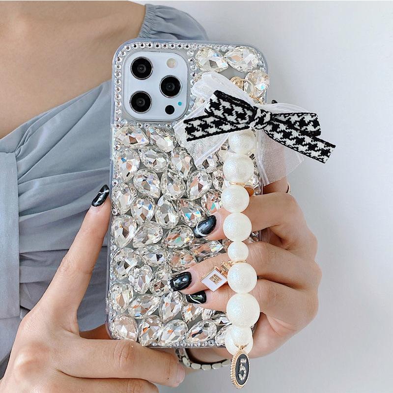 For IPhone17Promax Phone Case for Apple 16 Luxury 14 Rhinestone Xr Bracelet Ins Style Bow