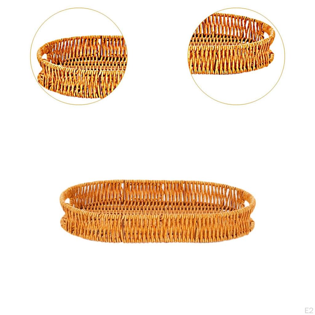 Imitation Rattan Bread Basket Serving Oval Decorative Snack Holder Fruit Bowl for