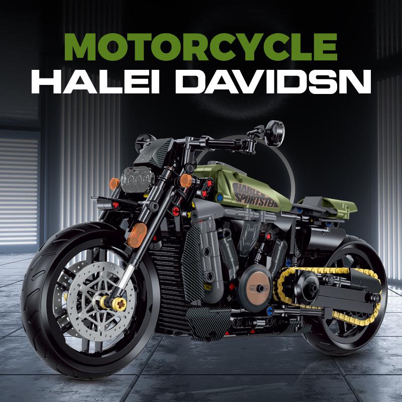 Hanoreton Duke Motorcycle Building Blocks Model - Night Road Edition