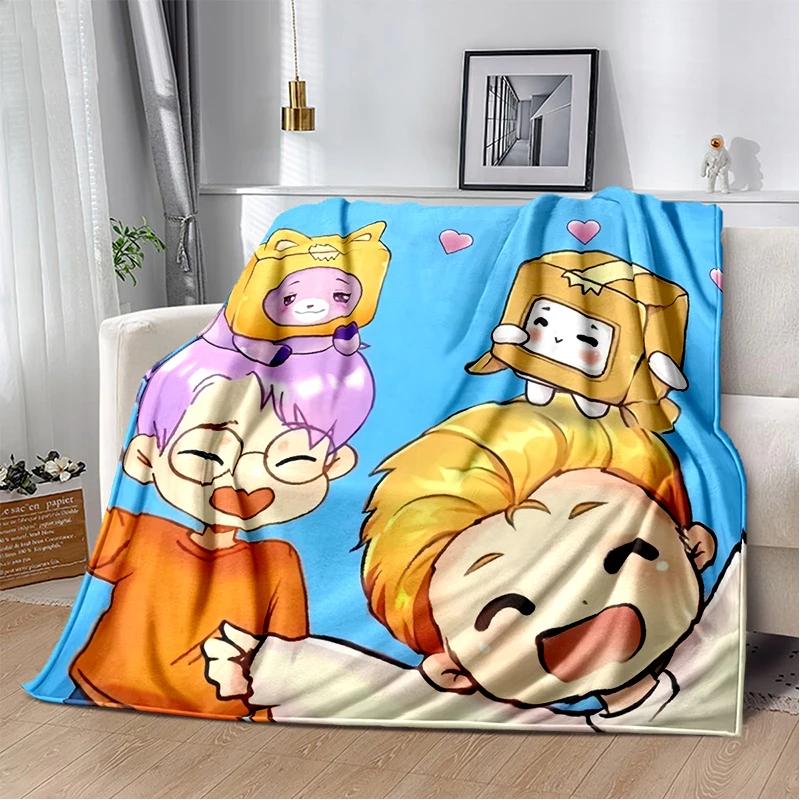 New Style Lankybox Boxy Foxy Rocky Cartoon Blanket,Soft Throw Blanket for Home Bedroom Bed Sofa Travel Picnic Cover Kid