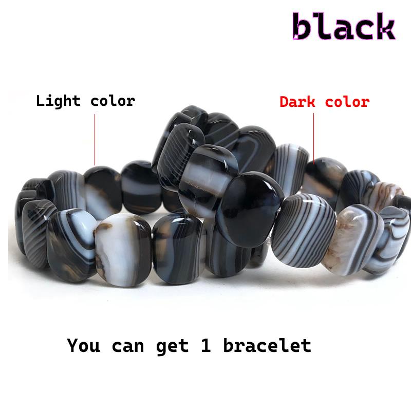 Colorful Natural Stripe Agate Bracelet Botswana Onyx Bracelet pulsera twice stussy jewellery women 21cm чёрный