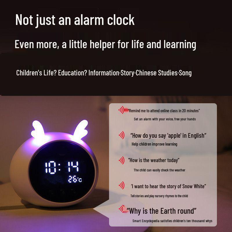 AI Smart Learning Alarm Clock with Voice Interaction - Perfect Birthday Gift for Kids