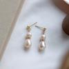 Puces d'oreilles en perles naturelles, boucles d'oreilles sans lobe pour femmes, boucles d'oreilles baroques, boucles d'oreilles en forme de spirale anti-moustiques, boucles d'oreilles haut de gamme de luxe léger, tendance rétro