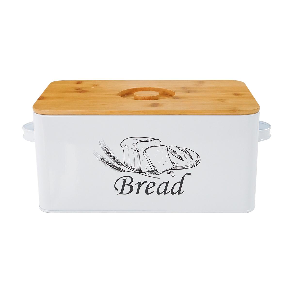 

Kithen большая вместительная металлическая корзина для хлеба, контейнеры для хранения продуктов питания, коробка для хранения закусок и пикника на открытом воздухе с ручкой и разделочной доской CHINA белый