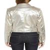 Noora Women's Mettalic Light Golden Lambskin Leather Jacket, Western Style Sparkle Party Leather Jacket, Motor Biker Leather Jacket