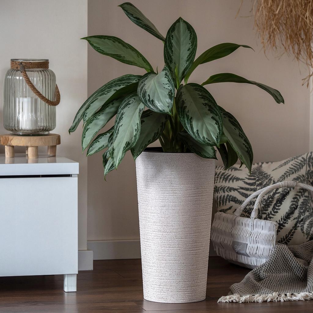 KADAX Zestaw 3x Doniczka Donica Wkład Kwietnik Wysoka Ogrodowa Beżowa 57cm