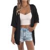 Women's Casual And Fashionable Color Hollow Out Mid Sleeve Knitted Cardigan
