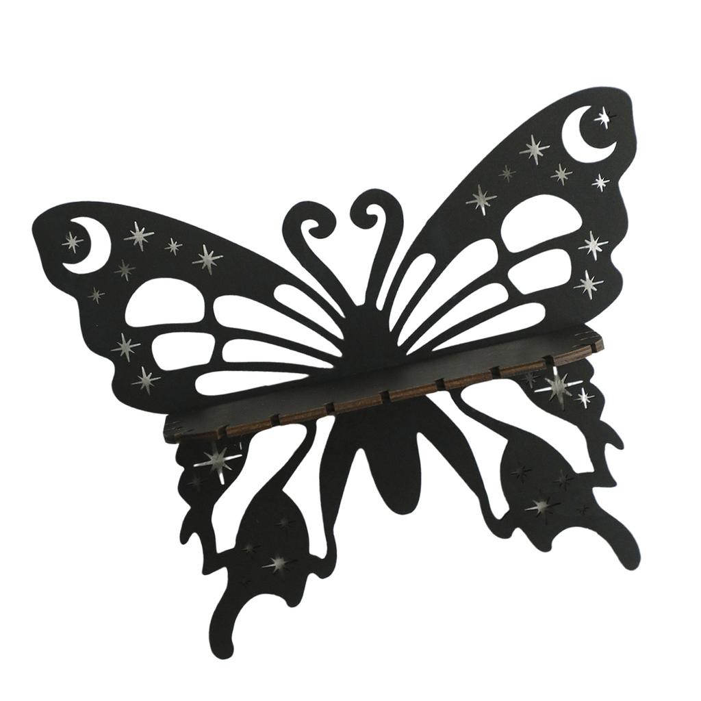 Vintage Butterfly Shape Wood Crystal Shelf Wall Hanging Floating Shelves for Potted Plant Candle Holder Organizers Rack