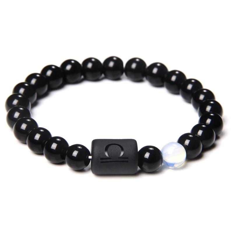 12 Sternbilder Sternzeichen Schwarzes geflochtenes Lederarmband Krebs Löwe Jungfrau Waage Gewebtes Glaskuppelschmuck Punk Herrenarmband