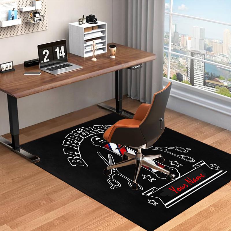 1PC Custom Name Barber Shop Theme Floor Mat Ideal for Living Room, Game Rooms, Office, Bedroom Floor Mat Design