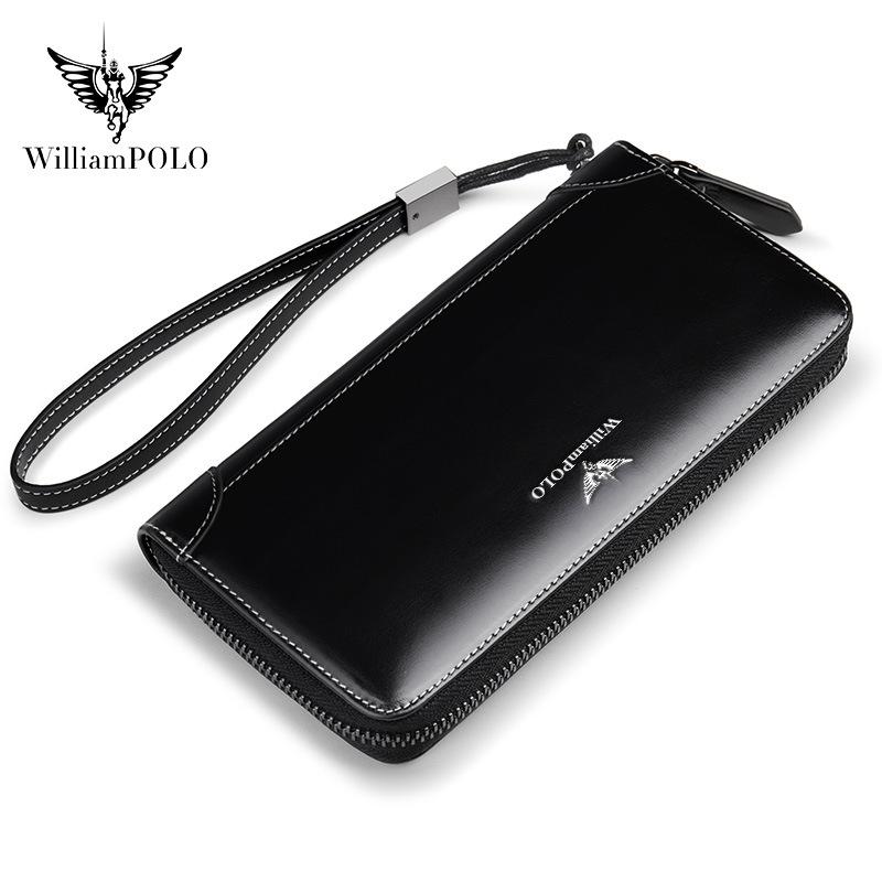 Wallet Men s Real Cowhide Long Zipper Wallet Men s Business Retro Men s Handbag Long Wallet