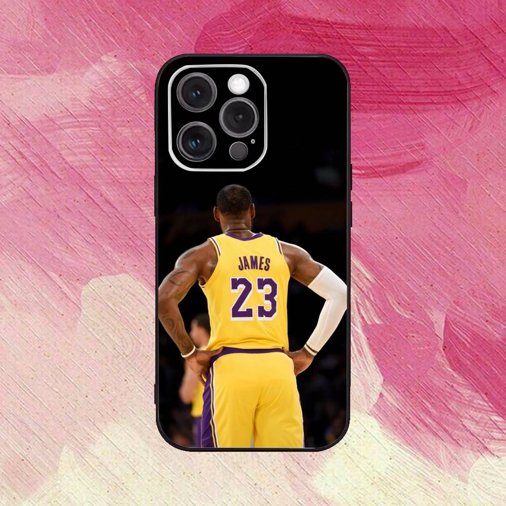 Basketball L-Lebron James 23 Phone Case For iPhone17,16,15,14,13,12,11 Plus,Pro Max Soft Black Cover